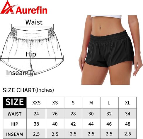 Aurefin Lightweight Athletic Shorts for Women, Quick Dry Running Shorts with Zip Pocket and Liner Womens Gym Workout Shorts in Kuwait
