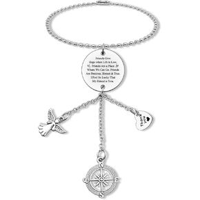 Best Friends Car Rear View Mirror Charm Friendship Gift for Women Men True Friend Gifts Sister Brother Birthday Graduation Gifts Hanging Ornaments Car Pendant for Home Vehicle Car Interior Decoration