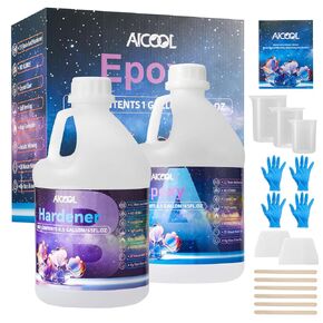 Epoxy Resin Table Top 1 Gallon Kit- No Yellowing, Self-Leveling, Crystal Clear Coating and Casting Resin for Bar Tops, Table Tops, Wood, Concrete, Epoxy Art & Crafts