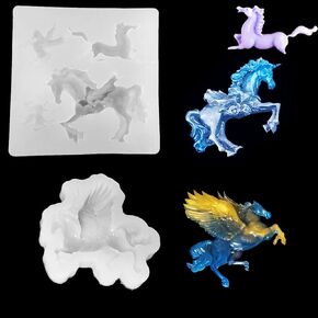 FineInno 2 Pcs Animal Resin Molds,Unicorn Silicone Molds,Pegasus Resin Casting Molds,Epoxy Molds for Handmade Making Jewelry Casting Crafting