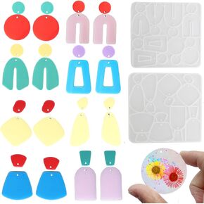 2Pcs Geometrical Earrings Silicone Mold for Resin Arch Round Pendant Epoxy Resin Mold Arch Round Shaped Jewelry Making Tool DIY Women Dangle Earring Necklace Keychain Handmade Craft Supplies