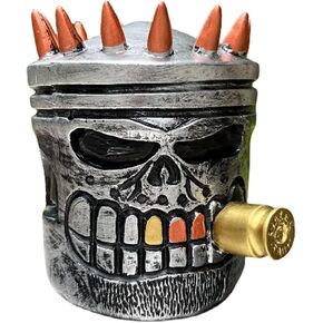 1Pcs Carved Piston Skull Face Sculpture Skull Face Art Statue Resin Statue Gear Base Car Enthusiast Office Home Decoration (Style 3)