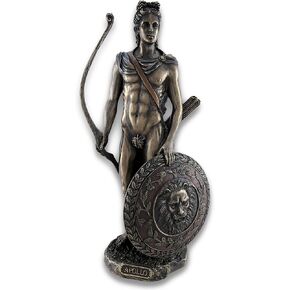 Veronese Design Greek and Roman God Apollo with Medusa Head Shield and Golden Bow Bronze Finished Resin Statue - 11.5 Inches High - Amazing Detail - Hand Painted Accents