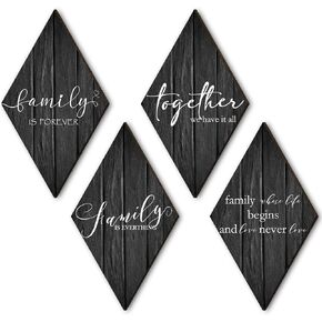 SHLINCO 4 Pcs Black Simple style Rustic Family Wall Decor - Farmhouse Family Quote Wooden Wall Art Sign for Home Bedroom Living Room Wall, Housewarming Gift (black)