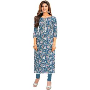Miraan Women's Cotton Readymade Kurti (3X-Large Blue)