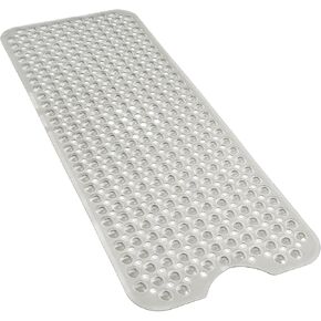 Bath mat Non-slip, longer bathtub mats, shower mat, innovative 310 bubble massage suction cups, machine washable, 40 x 16 inches, Clear Blue