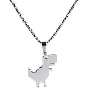 Hip Hop Killer Dino Necklace Dinosaur T Rex Tyranasaurus Jurassic 8 Bit DJ Fashion Doodle Chain Kitten Kitty Kittie Video Game Crescent Moon Sunflower Sun Flower Rainbow NW Moon Forest Pacific Northwest Raven Cottage Core Fungus Cap Wonderland Dangle Look