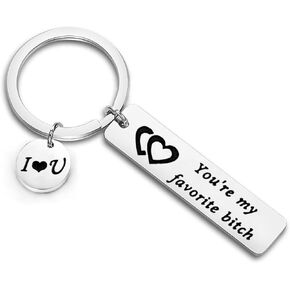 Zuo Bao Funny Couple Keychain You're My Favorite Asshole/Bitch Couples Jewelry Husband Gifts Boyfriend Keychain