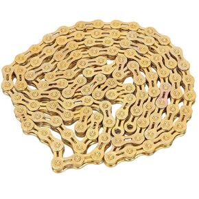 Speed Bike Chain, Gold Chain, 9 Speed 116 Links Bike Chain, High Strength Bike Derailleur Chain for Cycling Road Mountain MTB