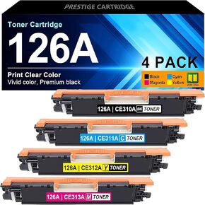 126A Toner Cartridges 4-Pack Replacement for HP 126A CE310A CE311A CE312A CE313A Toner Color Pro CP1025 CP1025nw CP1025, MFP M177fw M176n Printer Ink (Black, Cyan, Magenta, Yellow)