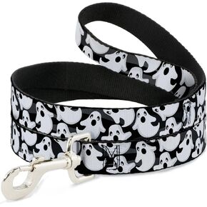 Dog Leash Ghosts Scattered Black White 4 Feet Long 0.5 Inch Wide