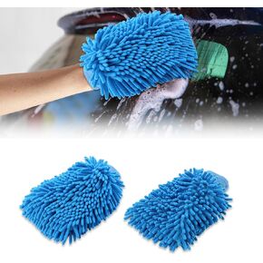 2PCS Car Wash Mitt, Scratch Free Microfiber Wash Mitt, Double Sided Wash Mit, Premium Chenille Microfiber Wash Mitt Universal Car Cleaning Supplies for Car Washing, Home Cleaning