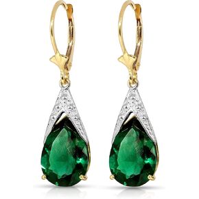 Galaxy Gold GG 14K Solid Gold Lever Back Earrings with Lab. Grown Emeralds (Grade AAA)