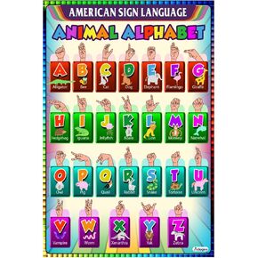 ADOGEO asl alphabet poster Chart Teacher Supplies - Sign Language kids abc for Decor Teaching Toddler Kids - Educational Preschool Posters 16''x24