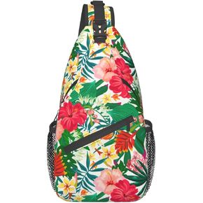 Hawaii Hawaiian Sling Bag,Multipurpose Crossbody Backpack Shoulder Chest Bag for Women Men Travel Hiking Daypack