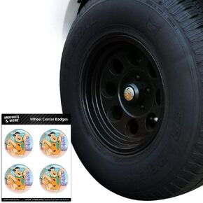 GRAPHICS & MORE The Flintstones Fred Character Tire Wheel Center Cap Resin-Topped Badges Stickers