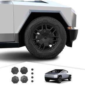 4PCS Full Coverage Wheel Center Hub Caps Cover for Tesla Cybertruck 2024 Removable Accessories Black Easy to Install Kits Antirust