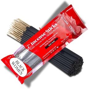 Aroma Depot Black Women 7" Incense Sticks. Approx. 85 to 100 Sticks Per Bundle, Length - 7 Inch, Each Natural Stick Burns for 35 to 45 mins. Exotic Long-Lasting Fragrance.