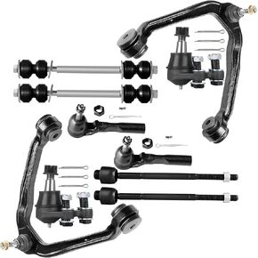 SCITOO 10pcs RWD Front Suspension Kit Upper Control Arm Inner Outer Tie Rod End Sway Bar Link Lower Ball Joint Fit 1999-2006 For Chevy Silverado 1500 For GMC Sierra 1500