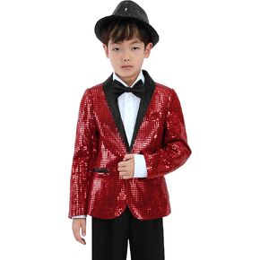 Nawgut Sequin Blazer Jacket 70s Disco Party Costume Outfits with Bowtie Halloween Cosplay For Kids Boys