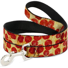Dog Leash Pepperoni Pizza Vivid 4 Feet Long 1.0 Inch Wide