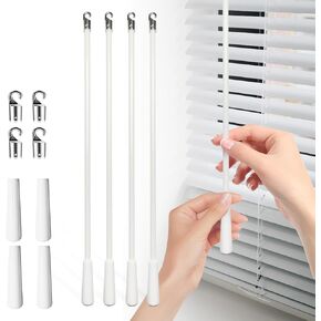 استبدال العصا العمياء مقاس 17 بوصة مع خطاف ومقبض، 4 قطع من الستائر الرأسية المصنوعة من الألياف الزجاجية قطع غيار فتاحة العصا العمياء لباب المنزل وستائر السحب، باللون الأبيض in Kuwait
