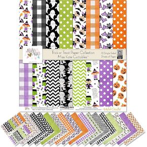 Pattern Paper Pack - Trick or Treat - Halloween - Scrapbook Premium Specialty Paper Single-Sided 12"x12" Collection Includes 16 Sheets - by Miss Kate Cuttables
