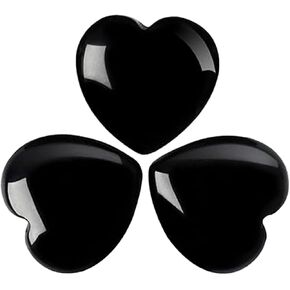 PodyDot 1.2" Natural Crystal Heart Stones,3PCS Amethyst Heart Rocks Polished Heart Shaped Healing Gemstone,Balancing Meditation Reiki Pocket Love Stone for Gift.