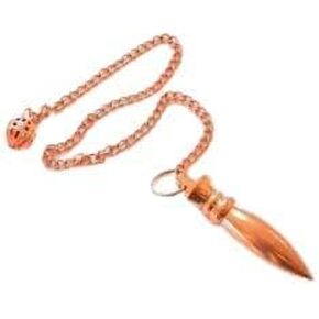 Jet Egyptian Copper Plated Karnak Pendulum Healing Pendulum Copper Pointed Pendant Pendulum Meditation Sets for Healing, Chakra, Balance Meditation, Scrying, Dowsing Divination