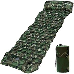 Self-Inflating Sleeping Mats for Camping, Extra Thick Camping Sleeping Mat, Self Inflating Camping Pad with Pillow, 75"x25" Ultralight, Sleeping Bag Pad Built-in Foot Pump Tent, Hiking & Picnic.
