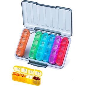 Pill Organizer 4 Times a Day, Betife Weekly Pill Box 7 Day 4 Times, Weekly Pill Case, Travel Pill Dispenser 7 Day with 28 Copartments for Medication, Vitamins and Supplements in Kuwait