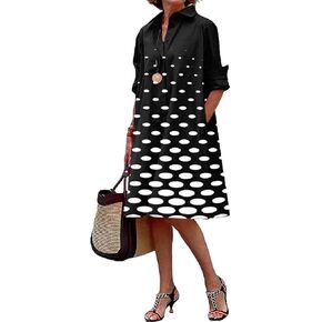 Women's Shirt Dress Casual Summer Maxi Dress Button Down V Neck Fit Casual Shirt Dresses