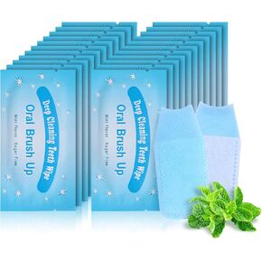 Mint-Flavored Oral Finger Wipes Teeth Whitening Wipes Oral Cleaning Wipe (Light Blue, 120 Pcs)