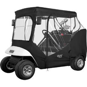 10L0L 2 Passenger Golf Cart Driving Enclosure for EZGO TXT and RXV Model, 4-Sided Clear Window 420D Rain Cover All Weather Windproof Waterproof