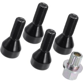 Motoforti Wheel Lock Set Lug Nuts Bolts, Wheel Lock Bolt,for BMW 528i 1978-1987,Metal,No.36136786419,Black, Bronze Tone
