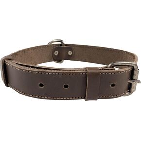 TACO DOG, Classic Dog Collar 1.25" Wide, Adjustable Collar for Puppy, Outdoor Accessory for Pets, Full Grain Leather, Handmade, Bourbon Brown
