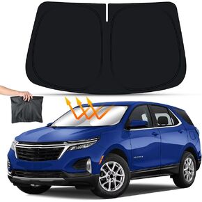 Car Sun Shade for Chevy Equinox 2018 2019 2020 2021 2022 2023 2024 Chevrolet SUV Auto Interior Accessories Front Windshield Sunshade Foldable Insulation Protector Window Curtains Cover Visor
