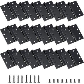 4.5 inch X 4.5 inch Heavy Duty Commercial Door Hinge, Black Hinges with Silent Steel Plain Bearing, 3 mm Thickness Stainless Steel, Square Corner with 144 Screws 18 (Pack)