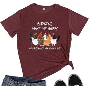 Women's Letter Print Short Sleeves Casual Tops Funny Chicken Graphic T-Shirt