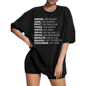 Oversized Juneteenth Shirt Women Dream Like Martin Tshirt Black History Month Tees Funny Letter Shirt