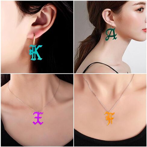 FineInno Alphabet Earring Resin Molds with Hole, Letters Jewelry Silicone Mold Gothic Epoxy Art Casting Kit for DIY Pendants Crafts,Ornaments,Necklace in Saudi Arabia