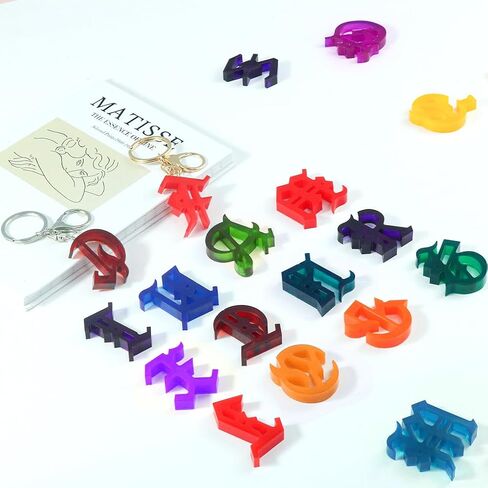 FineInno Alphabet Earring Resin Molds with Hole, Letters Jewelry Silicone Mold Gothic Epoxy Art Casting Kit for DIY Pendants Crafts,Ornaments,Necklace in Saudi Arabia
