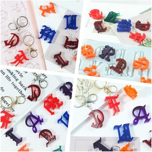 FineInno Alphabet Earring Resin Molds with Hole, Letters Jewelry Silicone Mold Gothic Epoxy Art Casting Kit for DIY Pendants Crafts,Ornaments,Necklace in Saudi Arabia