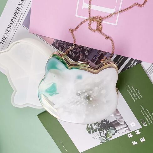 MUFUN Resin Purse Mold, Cat Shape Resin Clutch Mold, Resin Clutch Purse Mold for Resin Casting, Cute, Unique Cat Resin Bag Mold Craft Supplies, 1pc Silicone Bag Mold with 26pcs Tools in Saudi Arabia