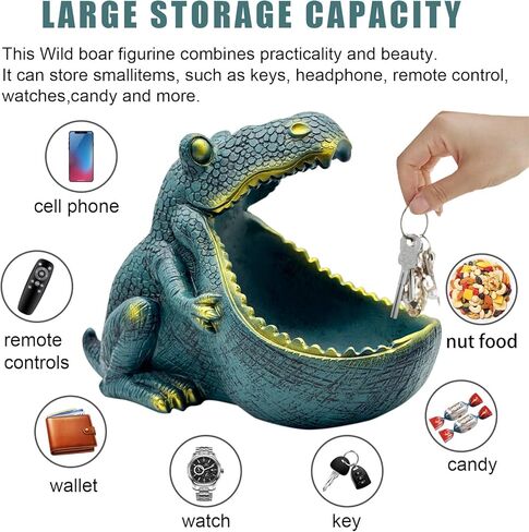 تمثال ديناصور dosker، وعاء حلوى كبير ومضحك فريد من نوعه لمكتب المكتب، طبق حلوى الحيوان لديكور مكتب المكتب ووعاء المفاتيح لطاولة المدخل، أوعية حلوى البط البري المبهجة ديكور المنزل in Kuwait
