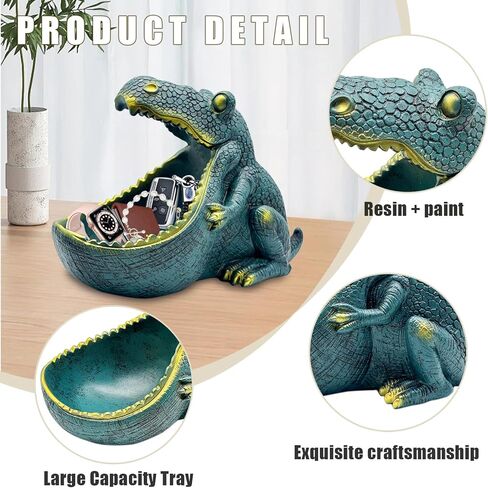 تمثال ديناصور dosker، وعاء حلوى كبير ومضحك فريد من نوعه لمكتب المكتب، طبق حلوى الحيوان لديكور مكتب المكتب ووعاء المفاتيح لطاولة المدخل، أوعية حلوى البط البري المبهجة ديكور المنزل in Kuwait