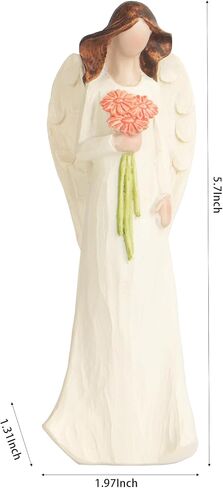 Guardian Angel Figurines for Gifts Home Decoration Praying commemorating Angel Statue, exquisitely Carved and Hand-Painted Characters (Holding Flowers) in Saudi Arabia