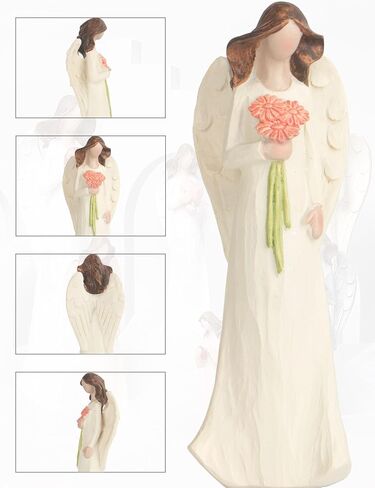 Guardian Angel Figurines for Gifts Home Decoration Praying commemorating Angel Statue, exquisitely Carved and Hand-Painted Characters (Holding Flowers) in Saudi Arabia