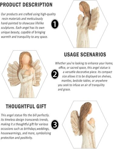 Guardian Angel Figurines for Gifts Home Decoration Praying commemorating Angel Statue, exquisitely Carved and Hand-Painted Characters (Holding Flowers) in Saudi Arabia