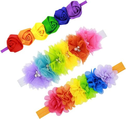 Rainbow Flower Headband Baby Girls Rainbow Floral Hair Band Flower Headwear BBG35 (A2) in Saudi Arabia